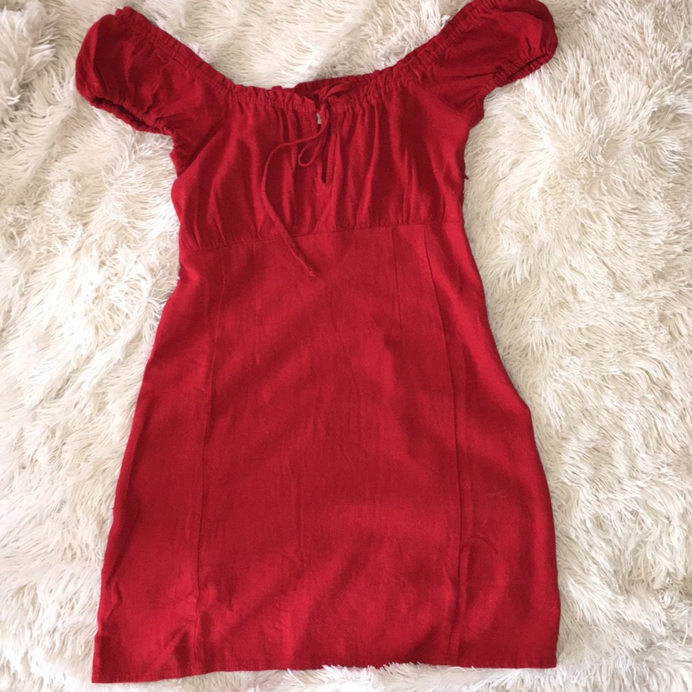 Aeropostale ruched milkmaid style red dress